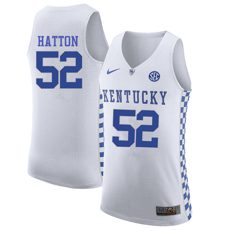 Men Kentucky Wildcats #52 Vernon Hatton College Basketball Jerseys-White